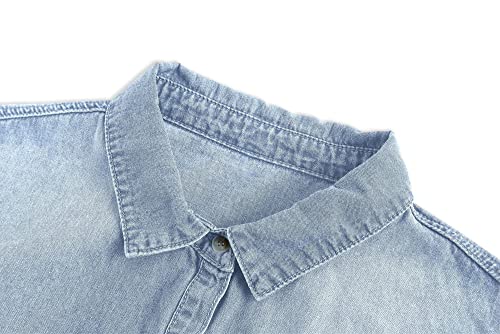 imesrun Womens Button Down Denim Shirt Chambray Casual Long Sleeve Collared Boyfriend Jean Jacket Shacket with Pockets4