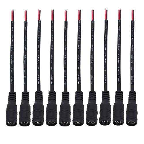 BRIGHTFUFU Surveillance System Accessories 10 Pack 5.5x2.1mm Female to Female Power Connectors CCTV Wire Cables