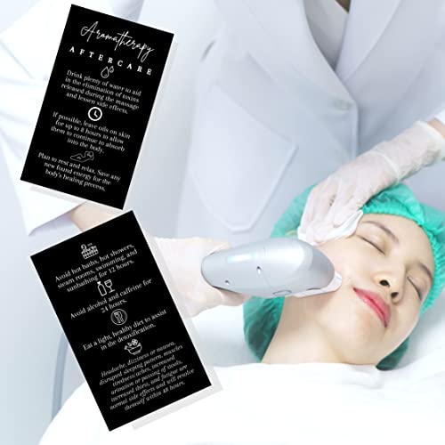 Image of Aromatherapy Massage Aftercare Cards | 50 Pack | 2x3.5 inch inch Business Card Size | Aromatherapy Accessories | Black Card Design