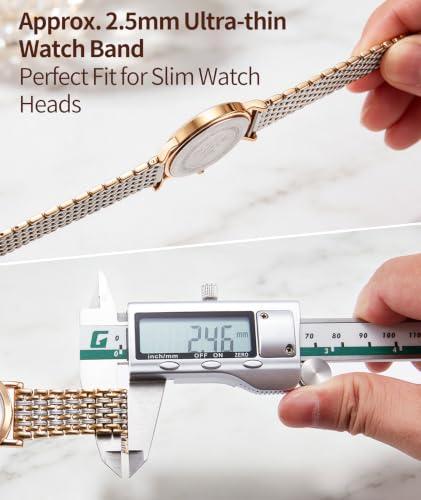 Image of BINLUN Mesh Stainless Steel Watch Band, Ultra Thin Polished Replacement Bracelets with Butterfly Buckle for Men Women, 12 /14 /16 /18 /20 /22mm