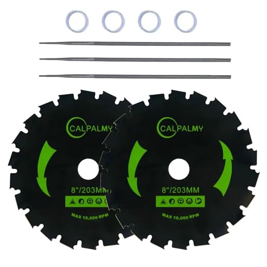CALPALMY 8" Chainsaw Brush Cutter Blade and File Set - 22 Tooth Circular Trimmer Saw Blade with 3 Assorted Round Files and 4 Washers - Compatible with Husqvarna Brushcutter