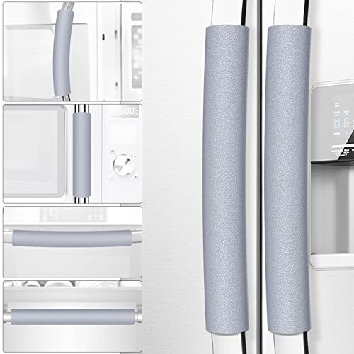 Royleath Refrigerator Door Handle Covers, 6PCS, Leather Kitchen Appliance Handle Covers, Keep Your Fridge Microwave Oven Stove or Dishwasher Clean, Stains Dirty Oils, Kitchen Decor(Bluish-Gray)
