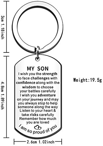 SMARGO Inspirational Keyring for Son Gifts Dog Tag Keychain Belive Confident Gifts for Son from Mum Dad