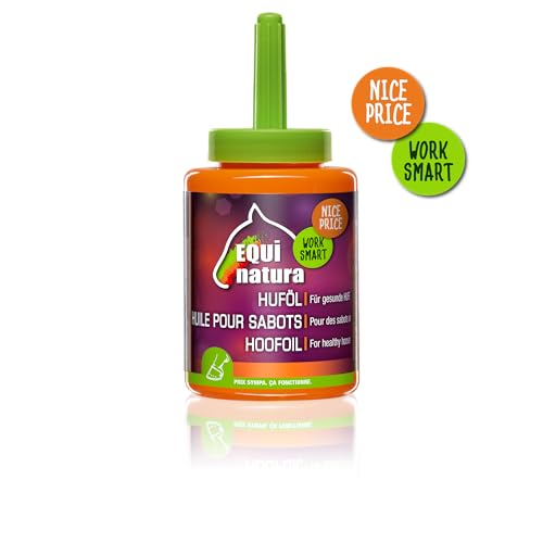 Equinatura Huföl mit Pinsel für Pferde | 450 ml | Reine Pflanzenöle für tiefe Pflege und Nahrung | Förderung der Elastizität und Gesundheit des Hufhorns | Einfache Anwendung