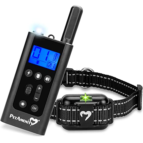 PETAMENITY Dog Training Collar [2022 Edition], 3000+ Feet Safe Remote E Collar Bark Collar, 100% Waterproof and Rechargeable with Beep, Vibration, Shock Modes for Small, Medium, Large Dogs