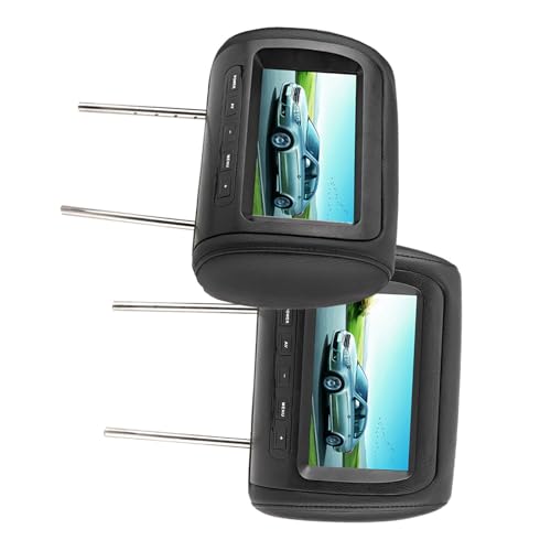Pongnas Monitor para Reposacabezas, Reproductor de Vídeo LCD HD de 7 Pulgadas con Control Remoto Inalámbrico, 2 Pantallas para Reproductor de para Reposacabezas de Coche, ABS Negro