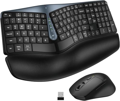 Ergonomic Wireless Keyboard Mouse Combo for Multiple OS