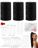 FIVEIZERO 3 Rolls Hair Extension Thread with...