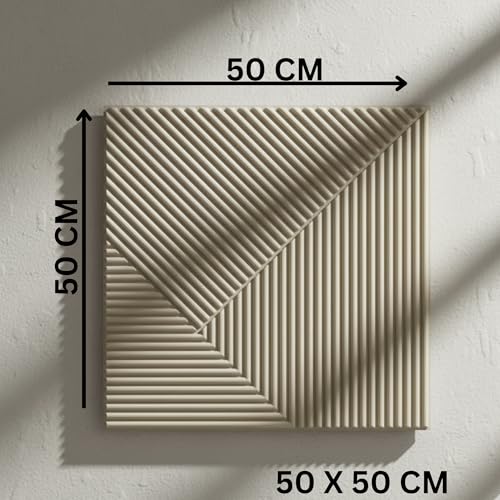 Image of Kayra Decor 3D Wall Panel - PVC Fluted Design, White Tail Color 19.7 inch x 19.7 inch (Pack of 18) - Covers 48.51 Sq. Ft.