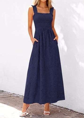 Image of KIRUNDO Summer Lace Dress for Women Eyelet Maxi Sundress