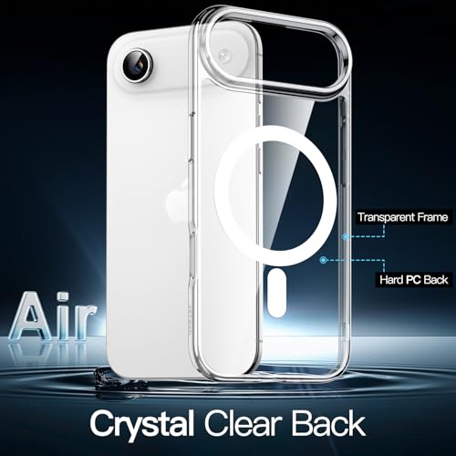 Image of JETech Magnetic Case for iPhone Air Compatible with MagSafe, Shockproof Phone Bumper Cover, Anti-Scratch Clear Back, 6.5-Inch Display (Clear)