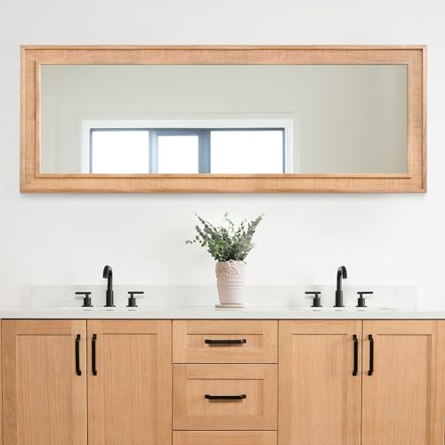 Tunjig Rattan Full Length Mirror Long Mirror Wood Framed Large Hanging Wall Mounted Mirror Full Body Mirror Decorative Rectangle Floor Mirror Leaning Against Wall For Bedroom Living Room thumb #5