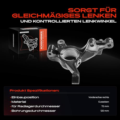 Frankberg Achsschenkel Vorderachse Rechts Kompatibel mit Fiesta VI CB1 CCN 2008-2017 Fiesta VI Van 2009-2017 2 DE DH 2007-2015 Replace# DG8033021A