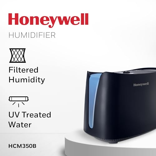 Honeywell Cool Moisture Humidifiers for Bedroom, Medium Rooms, 1.1 Gallon, Invisible Moisture Humidifier for Baby, Kids, Quiet, Easy to Clean, UV Technology, Black, HCM350B - Image 3