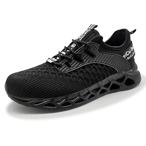 QIMAOO Mens Trainers Walking Shoes Mens Running Trainers Lightweight Breathable Sneakers Shoes for Men - 10UK(716 Black)