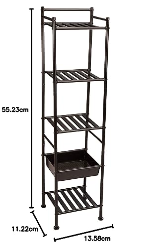 Amazon Basics Estante de con cesta, 5 niveles, 28.5P x 34.49W x 140.28H cm, Negro - imagen 7