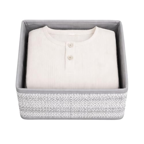 Image of DALUCI 6 Piece Foldable Clothing Storage Box Set | Cube Storage Bins and Dividers for Wardrobe Cloth Organizer for Storage Cupboard and Drawer Organizers for Shirts Pants Underwear Bras Socks (Grey)