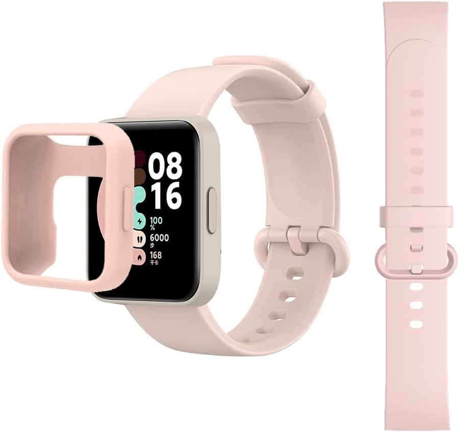 O Ozone Silicone Straps Compatible with Xiaomi Redmi Watch 2 Lite Band + Watch Case, Soft Silicone Breathable Replacement Strap Wristband Sport Band for Women Men
