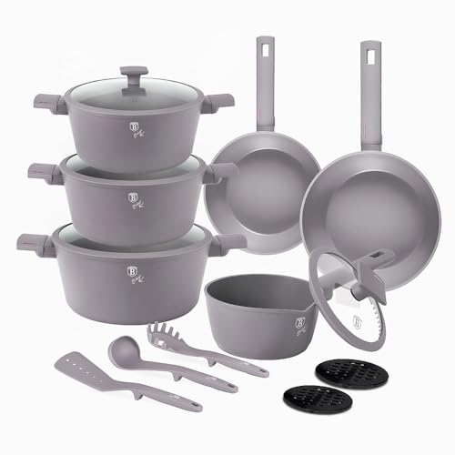 Berlinger Haus Titanium Coating Cookware Set 15 Pieces Taupe Collection | Robust, Versatile and Stylish