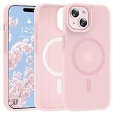 jaroco for iPhone 15 Case,with Magnetic[Liquid Silicone][Compatible with MagSafe] [Military Grade Drop Protection] Translucent Matte Shockproof Phone Cover Phone Case-Pink