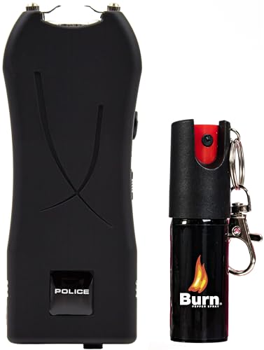 Police Stun Gun Burn Pepper Spray Combo Women Men Self Defense - 398 Black