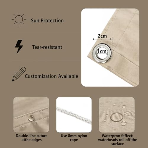 Voile d'ombrage ondulée rétractable kaki 60x400 imperméable pour pergola extérieure