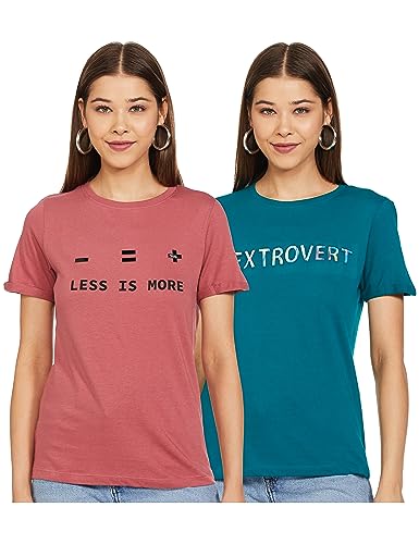 Image of Max Women Cotton Slogan Printed Regular Fit T-Shirt