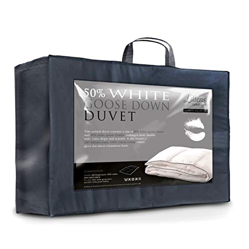 Littens Luxury Ultimate Collection 10.5 Tog King Bed Size 50% White Goose Down & Feather Natural Duvet Quilt 280TC 100% Cotton, Down Proof (225cm x 220cm)