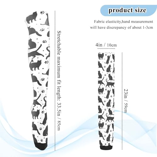 Black Cats and Paws Thigh High Socks Long Boot Stockings Elastic Knee High Socks for Women Leg Warmers3