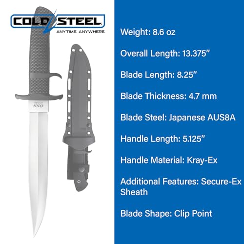 Cold Steel 39LSSC Oss 8.25 Inch Japanese Aus8A Clip Point Blade 5.125 Inch Kray-Ex Handle Tactical Outdoor Hunting Fixed Blade Knife W/Secure-Ex Sheath thumb #6