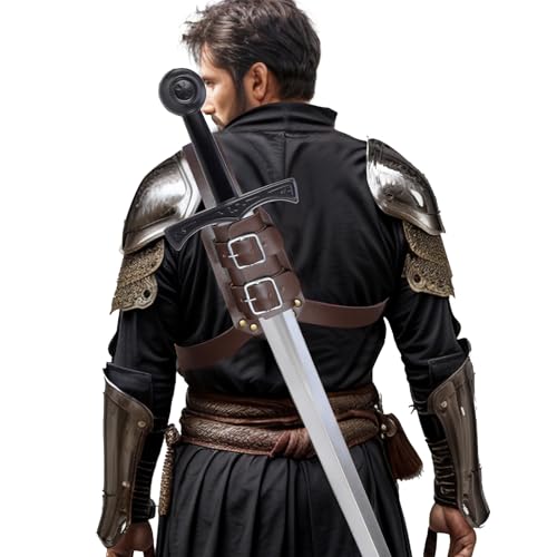 YAIZLBCA Medieval Sword Sheath Faux Leather Back Frog, Adjustable Sword Holster for Middle Ages Pirate Viking Costume Renaissance Accessories