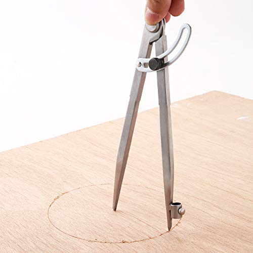 Sunshane 2 Pack Professional Woodworking Compass 8 Inch 12 Inch Carpenter Compass Pencil Compass with Wing and Pencil Holder for Geometry, Drawing and Drafting