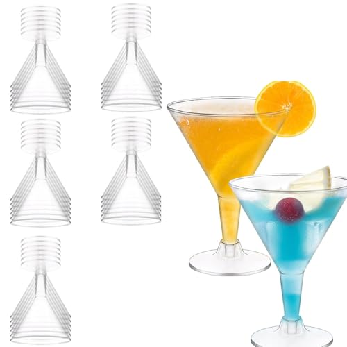 katmerio 30 Stück Martini Gläser, Plastik Cocktailgläser Wiederverwendbar, 200ml Klassische Martinigläser, Margarita Gläser Cocktail Becher für Partys, Geburtstagen, Hochzeiten