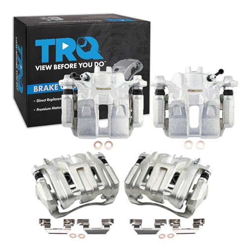 Image of TRQ Front and Rear Brake Caliper Set Zinc Coated Brackets Hardware Compatible with 2005-2010 Honda Odyssey