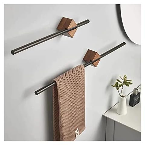 Bath Towel Holder, Adjustable Towel Bar, Stainless Steel Wall Mount Towel Holder, Self Adhesive Bathroom Towel Holder, Bath Towel Bar Towel Hanger for Bathroom (Black 16 Inch) Cover