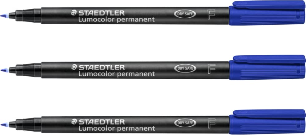 Staedtler Lumocolors Permanent Marker 318F Pack of 3 Blueaa