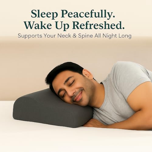 Image of The White Willow XXXL King Cervical Memory Foam Pillow - Orthopedic Neck & Shoulder Pain Relief, Spondylitis Support, Contour Medical Pillow for Sleeping, Slate Charcoal Grey