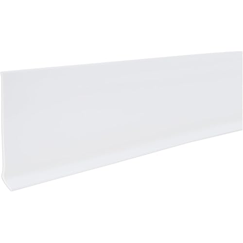 M-D Building Products 75507 4-Inch x 120-Feet Dry Back Vinyl Wall Base, Flexible Dry Back Vinyl Trim with Toe - Easy Install Molding Trim for Floors, Baseboards, Bulk Roll, White
