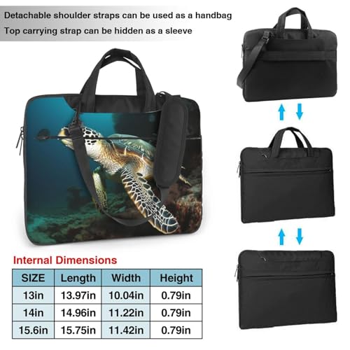 Maletín para portátil con diseño tortuga de mar negro miniatura 4