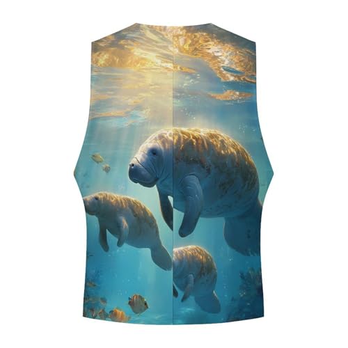 Ocean Manatee Men's Suit Vest Slim Fit Business Dress Party Pattern Waistcoat Vest Top4