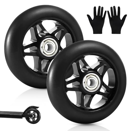 Stunt Lot de 2 roues de rechange pour trottinette avec ABEC, 9 roulements en aluminium pour scooter, voitures à bascule, voitures extrêmes 100 mm