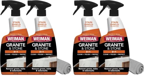 Image of Weiman Granite and Stone Cleaner 3-in-1, Removes Grease, Stains & Watermarks, Streak-Free Formula with Stain Shield Technology, Safe on Marble, Quartz, Tile, Granite, Quartzite & Slate (Pack of 2)