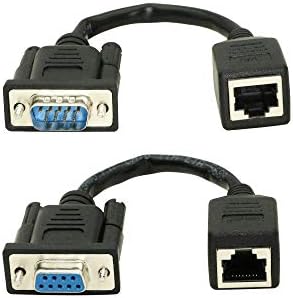 DB9 RS232 to RJ45 Extender, DB9 9-Pin Serial Port Female&Male to RJ45 CAT5 CAT6 Ethernet LAN Extend Adapter Cable-2pcs (2-Cable)