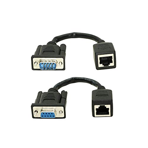 DB9 RS232 TO RJ45 EXTENDER DB9 9  Ʈ ϳ   RJ45 CAT5 CAT6 ̴ LAN Ȯ  ̺-2PCS(2-̺)