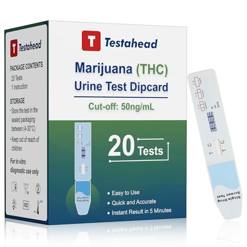 T Testahead 20 Pack 1 Panel Drug Test Kit,Urine Test Rapid Test At Home Drug Screening Test Kit,Thc Drug Test Kit Marijuana/Weed cover