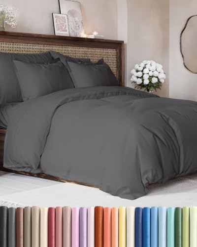 Image of Duvet Cover Super King Size - 3 Piece with Zipper Closure - Dark Grey