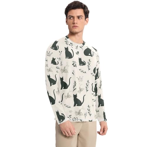 Mens UV Protection Shirts Rash Guard Long Sleeve UPF 50+ Black Kitten Cat Quick Dry S3