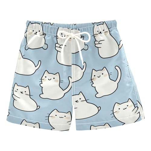 JUNZAN Cute Chubby Cats Toddler Swimming Suit Quick Dry Boys Kayaking Shorts Kids Swimwears Vacation 2T
