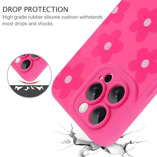 Image of ZIYE for iPhone 16 Pro Max Case Hot Pink Flower Pattern Phone Case
