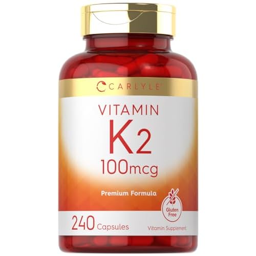Carlyle Vitamin K2 Supplement 100 mcg | K2 MK-4 | 240 Capsules